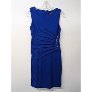 IVANKA TRUMP Women's Dress Sleeveless Pleated Zipper Royal Blue Size 2